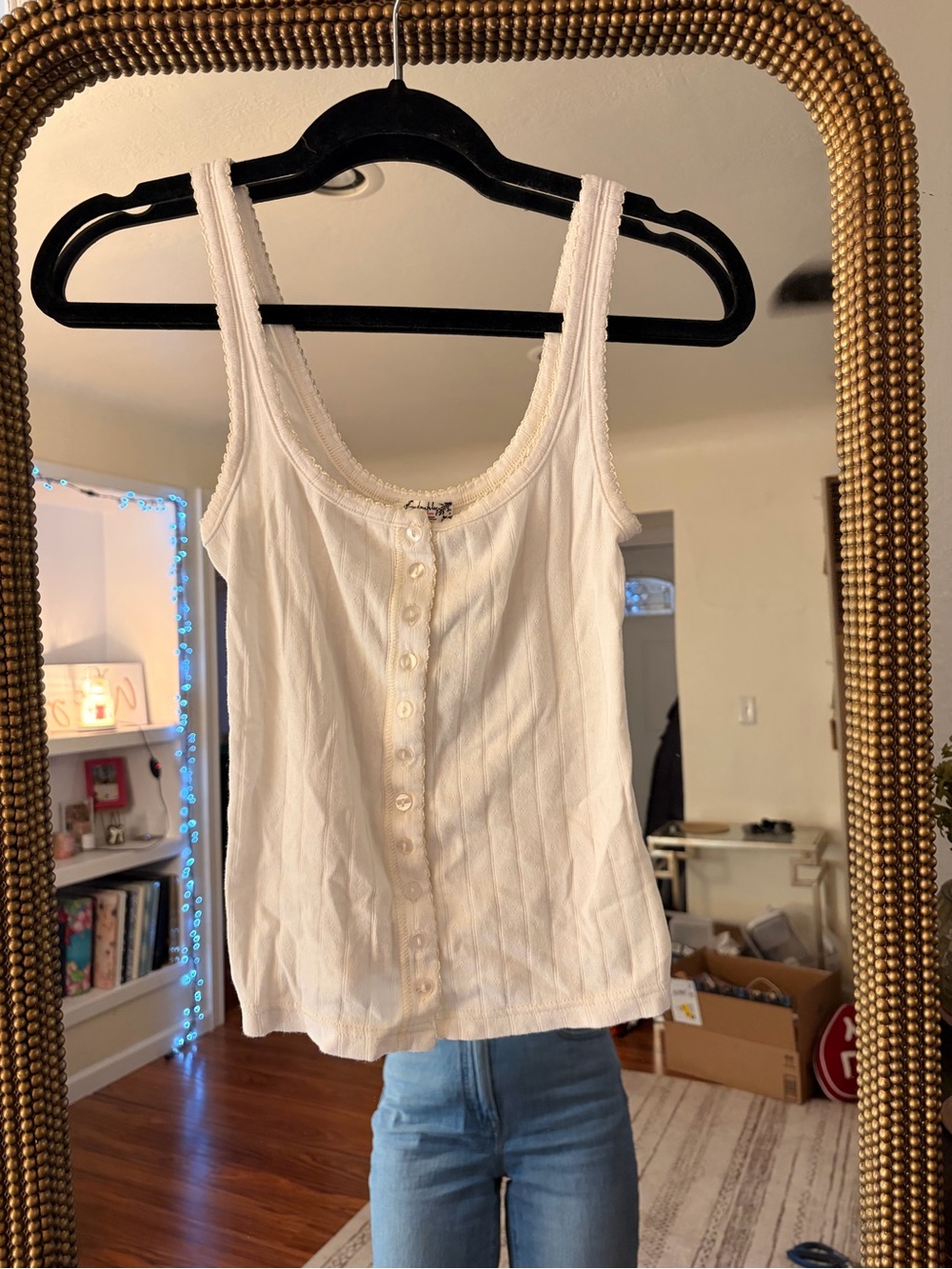 Free People White Button-Front Tank Top | XS - Picture 4 of 7
